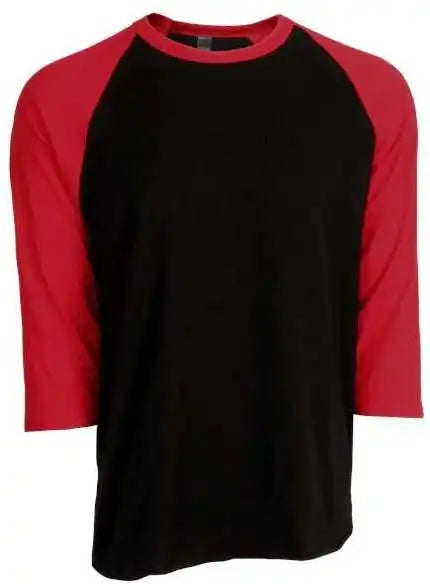 Tultex 245 Unisex Fine Jersey Raglan t Shirt Black Red