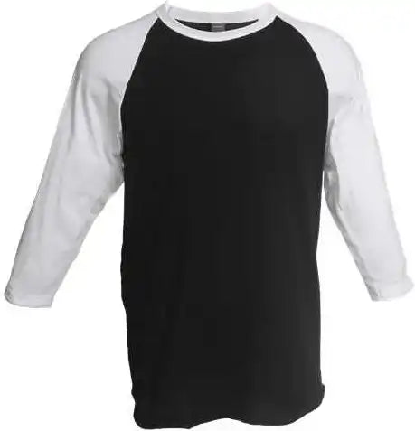 Tultex 245 Unisex Fine Jersey Raglan t Shirt Black White