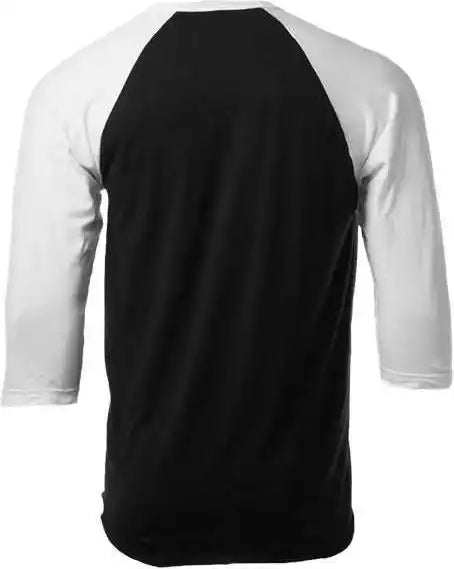 Tultex 245 Unisex Fine Jersey Raglan t Shirt Black White