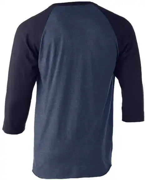 Tultex 245 Unisex Fine Jersey Raglan t Shirt Heather Denim Navy