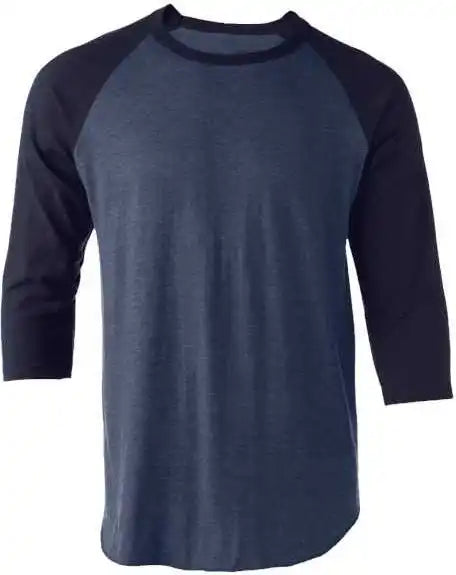 Tultex 245 Unisex Fine Jersey Raglan t Shirt Heather Denim Navy