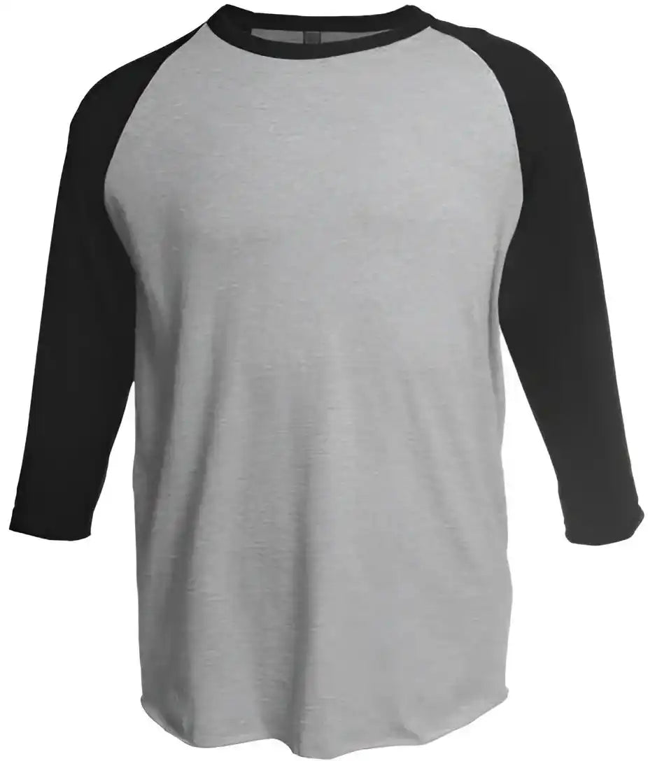 Tultex 245 Unisex Fine Jersey Raglan t Shirt Heather Grey Black