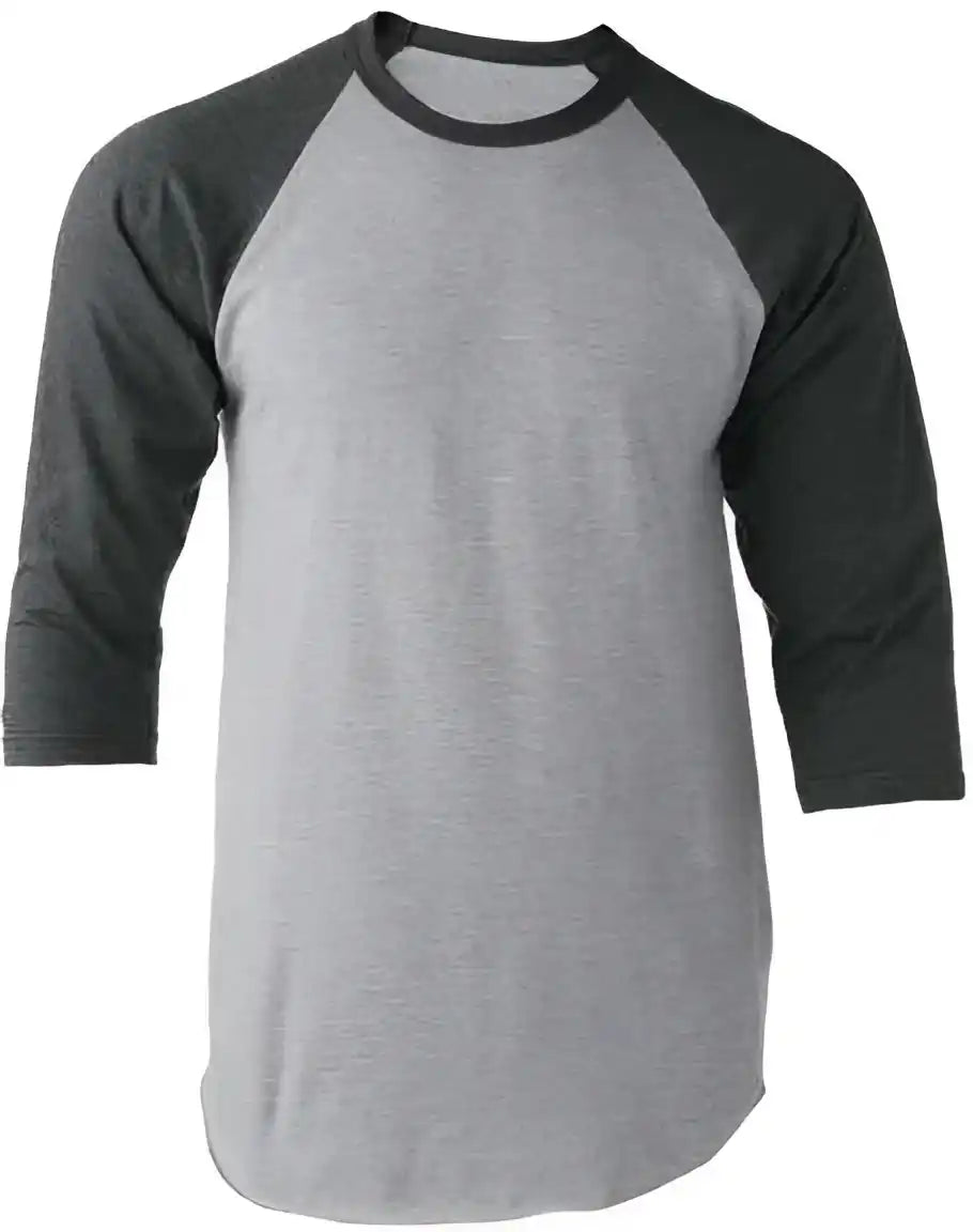 Tultex 245 Unisex Fine Jersey Raglan t Shirt Heather Grey Charcoal
