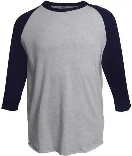 Tultex 245 Unisex Fine Jersey Raglan T-shirt - Heather Grey Navy