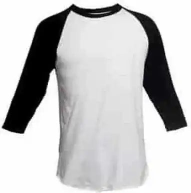 Tultex 245 Unisex Fine Jersey Raglan t Shirt Vintage White Black