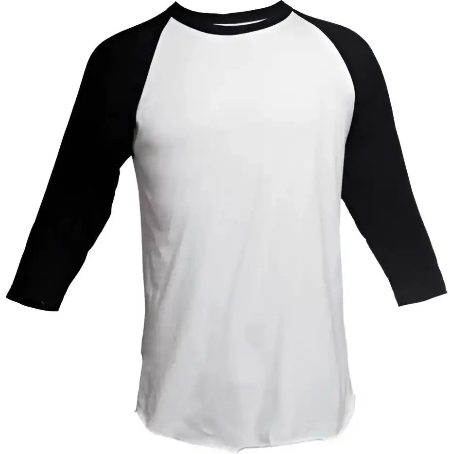 Tultex 245 Unisex Fine Jersey Raglan t Shirt White Black