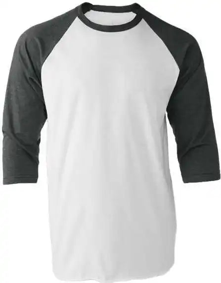 Tultex 245 Unisex Fine Jersey Raglan T-shirt - White Heather Charcoal