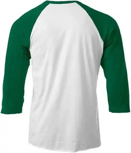 Tultex 245 Unisex Fine Jersey Raglan T-shirt - White Kelly