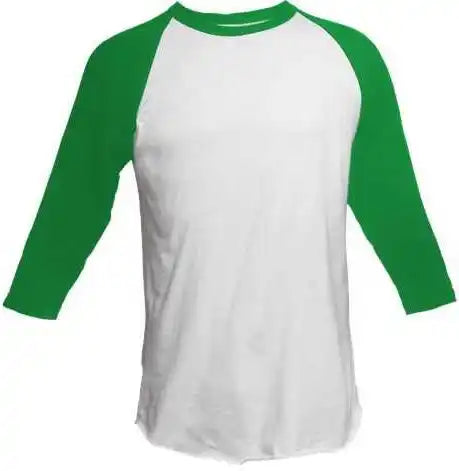 Tultex 245 Unisex Fine Jersey Raglan T-shirt - White Kelly