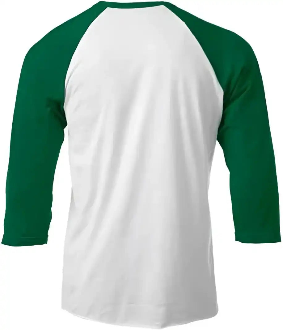 Tultex 245 Unisex Fine Jersey Raglan t Shirt White Kelly