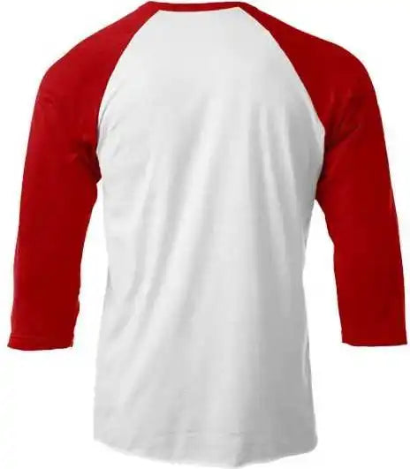 Tultex 245 Unisex Fine Jersey Raglan t Shirt White Red