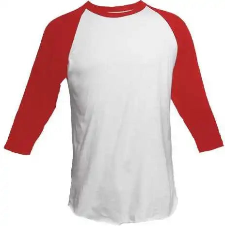 Tultex 245 Unisex Fine Jersey Raglan t Shirt White Red