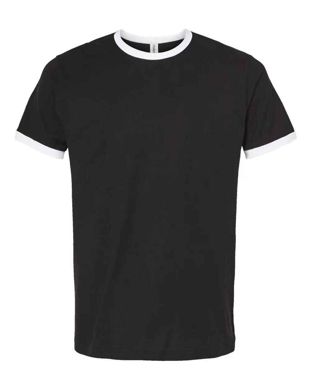 Tultex 246 Fine Jersey Ringer T-shirt - Black White