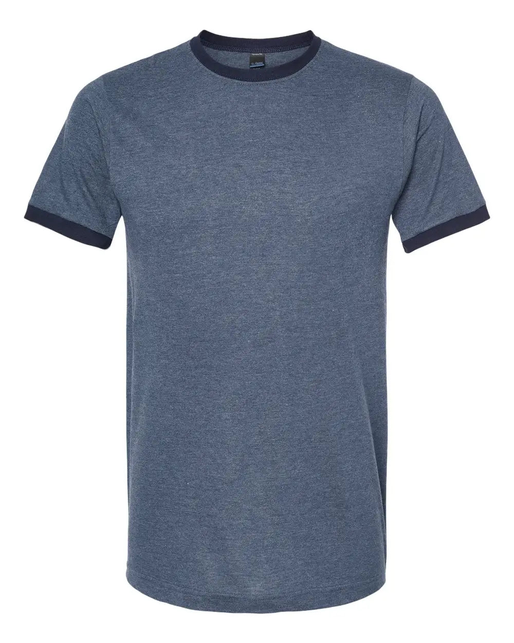 Tultex 246 Fine Jersey Ringer T-shirt - Heather Denim Navy