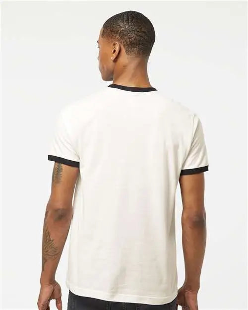 Tultex 246 Fine Jersey Ringer T-shirt - Vintage White Black
