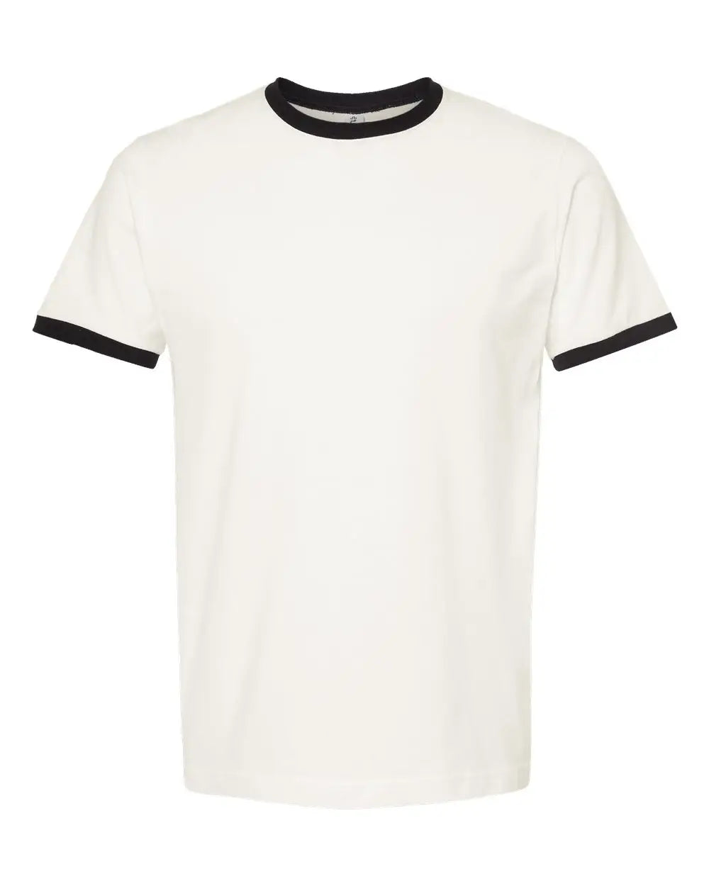 Tultex 246 Fine Jersey Ringer T-shirt - Vintage White Black - Ivory / Xs