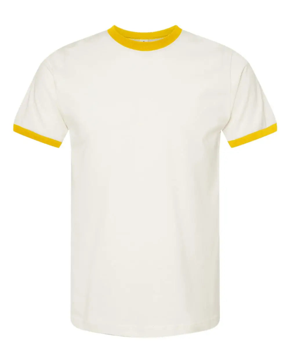 Tultex 246 Fine Jersey Ringer T-shirt - Vintage White Mellow Yellow - Ivory / Xs