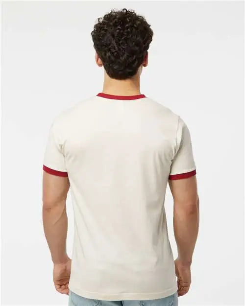 Tultex 246 Fine Jersey Ringer T-shirt - Vintage White Rio Red