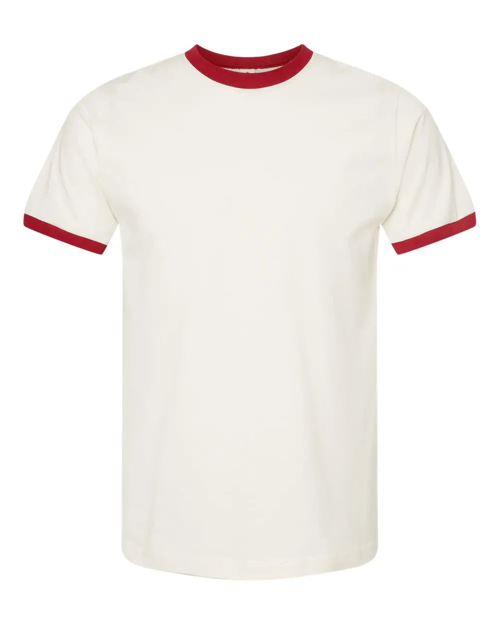 Tultex 246 Fine Jersey Ringer T-shirt - Vintage White Rio Red - Ivory / Xs
