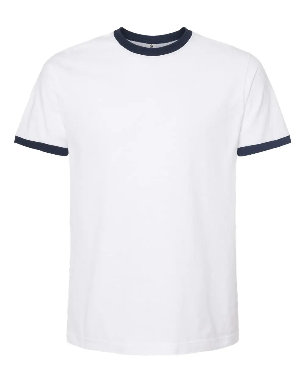 Tultex 246 Fine Jersey Ringer T-shirt - White Navy - Xs