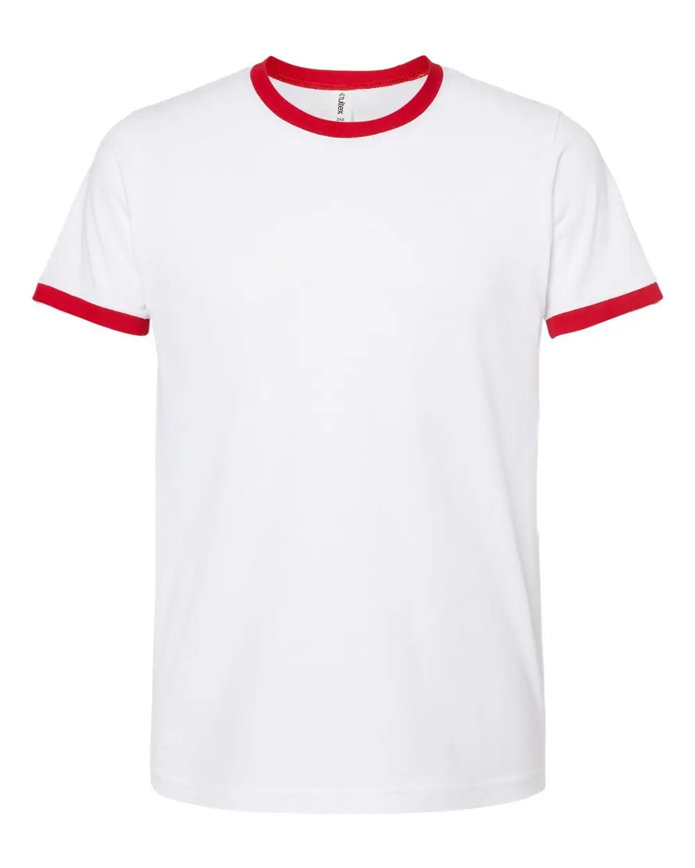 Tultex 246 Fine Jersey Ringer T-shirt - White Red - Xs