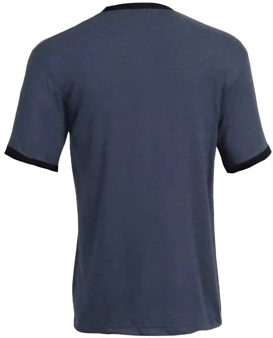 Tultex 246 Unisex Fine Jersey Ringer t Shirt Heather Denim Navy