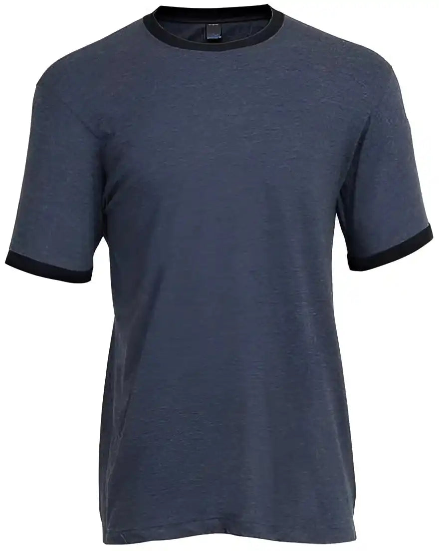 Tultex 246 Unisex Fine Jersey Ringer t Shirt Heather Denim Navy