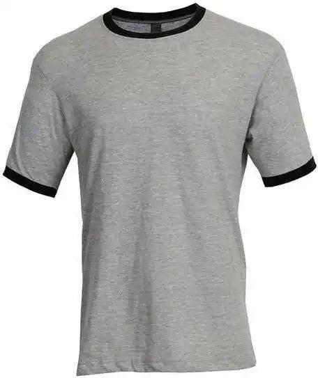 Tultex 246 Unisex Fine Jersey Ringer t Shirt Heather Grey Black