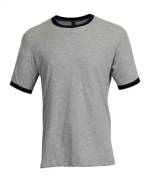 Tultex 246 Unisex Fine Jersey Ringer T-shirt - Heather Grey Navy