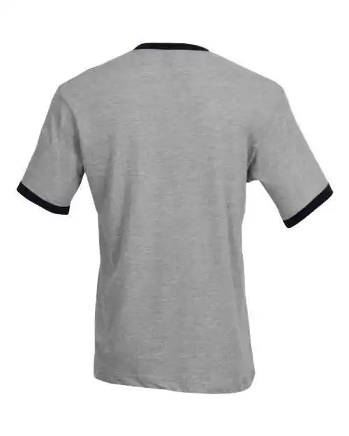 Tultex 246 Unisex Fine Jersey Ringer T-shirt - Heather Grey Navy