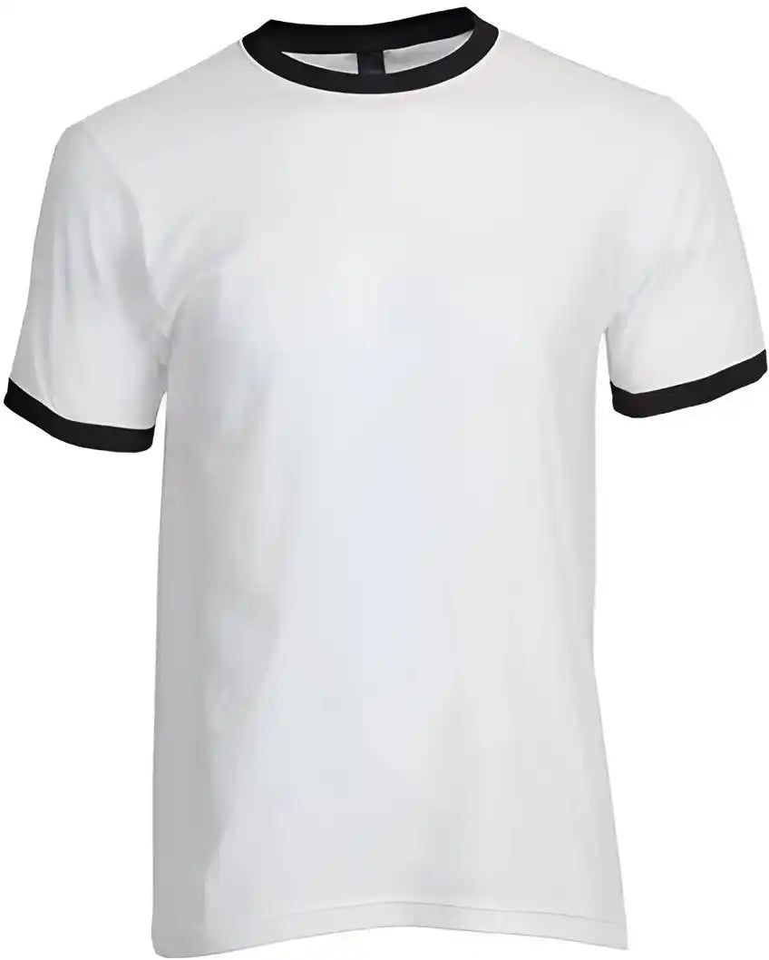 Tultex 246 Unisex Fine Jersey Ringer t Shirt White Black