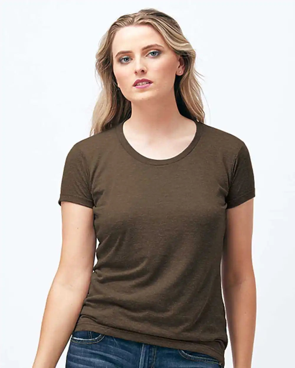 Tultex 253 Women’s Slim Fit Tri Blend t Shirt Mocha