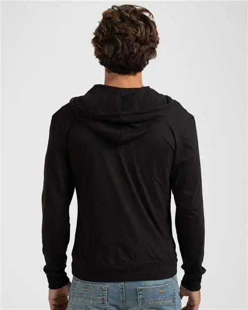 Tultex 260 Beach Full-zip Hooded Long Sleeve T-shirt - Black - Xs