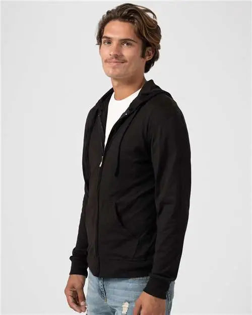 Tultex 260 Beach Full-zip Hooded Long Sleeve T-shirt - Black - Xs