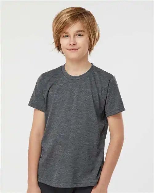 Tultex 265 Youth Poly-rich T-shirt - Heather Charcoal