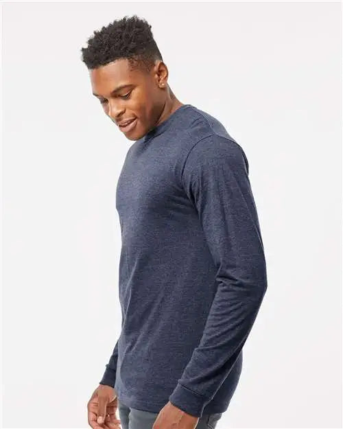 Tultex 291 Heavyweight Jersey Long Sleeve T-shirt - Heather Denim