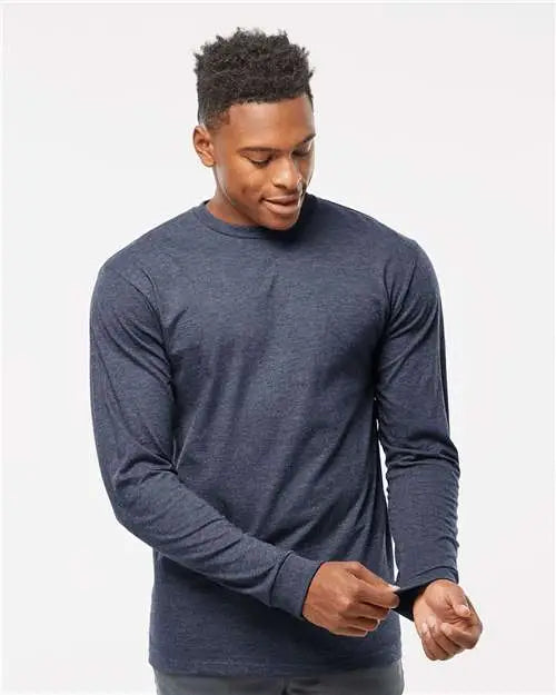 Tultex 291 Heavyweight Jersey Long Sleeve T-shirt - Heather Denim