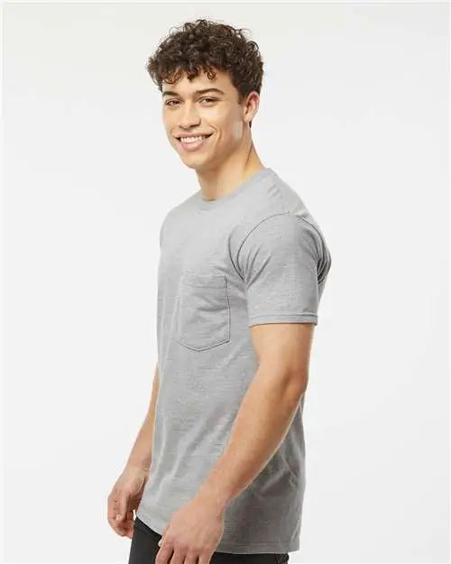 Tultex 293 Heavyweight Jersey Pocket T-shirt - Heather Grey