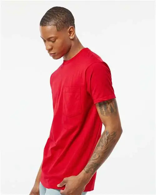 Tultex 293 Heavyweight Jersey Pocket T-shirt - Red