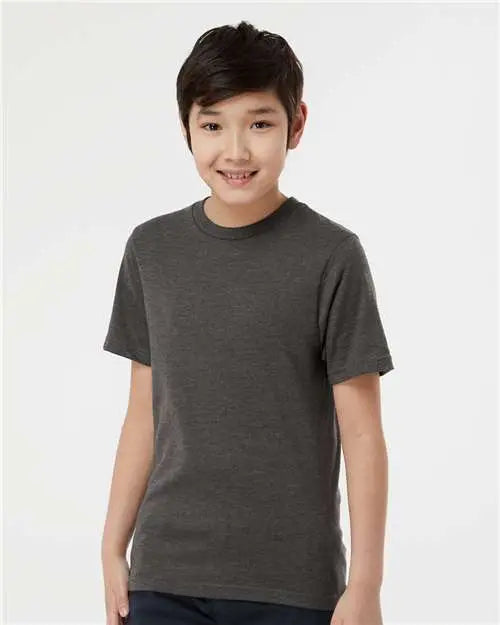 Tultex 295 Youth Heavyweight Jersey T-shirt - Heather Charcoal
