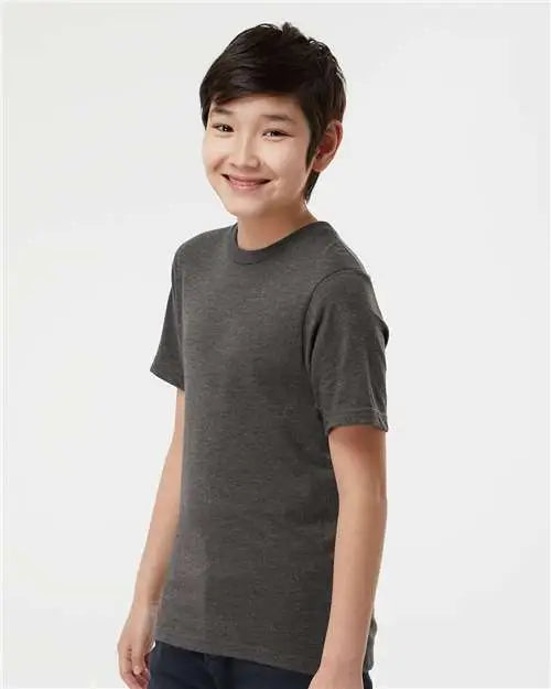 Tultex 295 Youth Heavyweight Jersey T-shirt - Heather Charcoal
