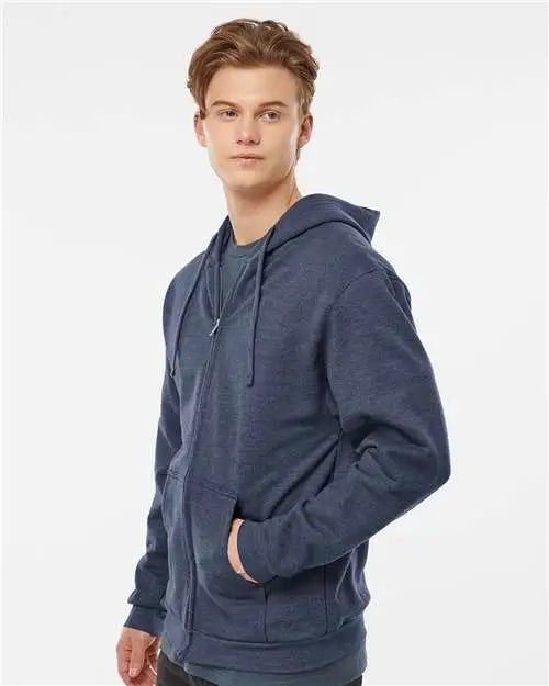 Tultex 331 Full-zip Hooded Sweatshirt - Heather Denim