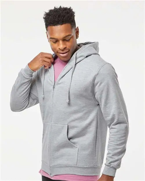 Tultex 331 Full-zip Hooded Sweatshirt - Heather Gray