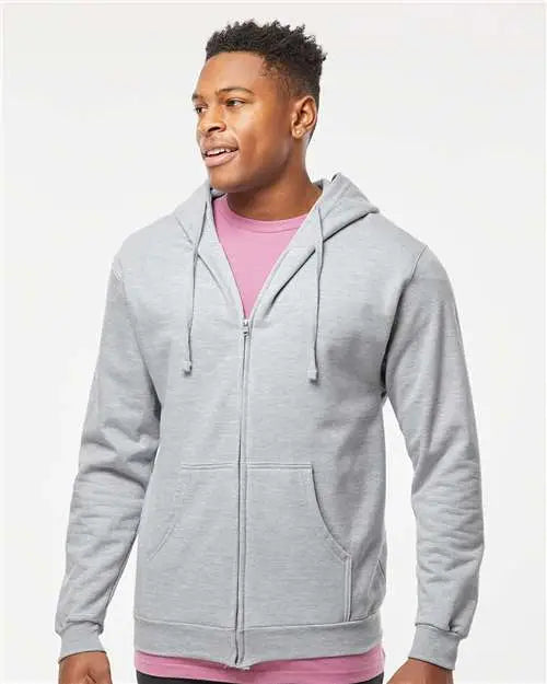 Tultex 331 Full-zip Hooded Sweatshirt - Heather Gray