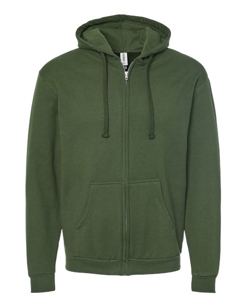 Tultex 331 Full-zip Hooded Sweatshirt - Military Green