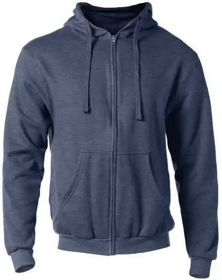 Tultex 331 Unisex Full Zip Hooded Sweatshirt Heather Denim