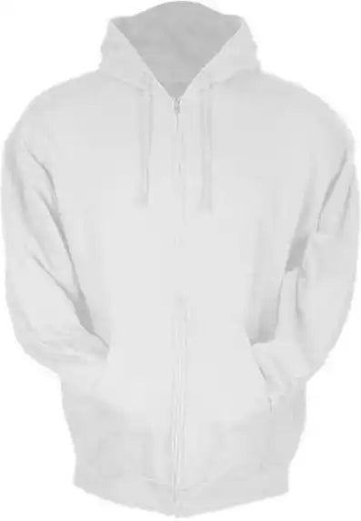 Tultex 331 Unisex Full Zip Hooded Sweatshirt White