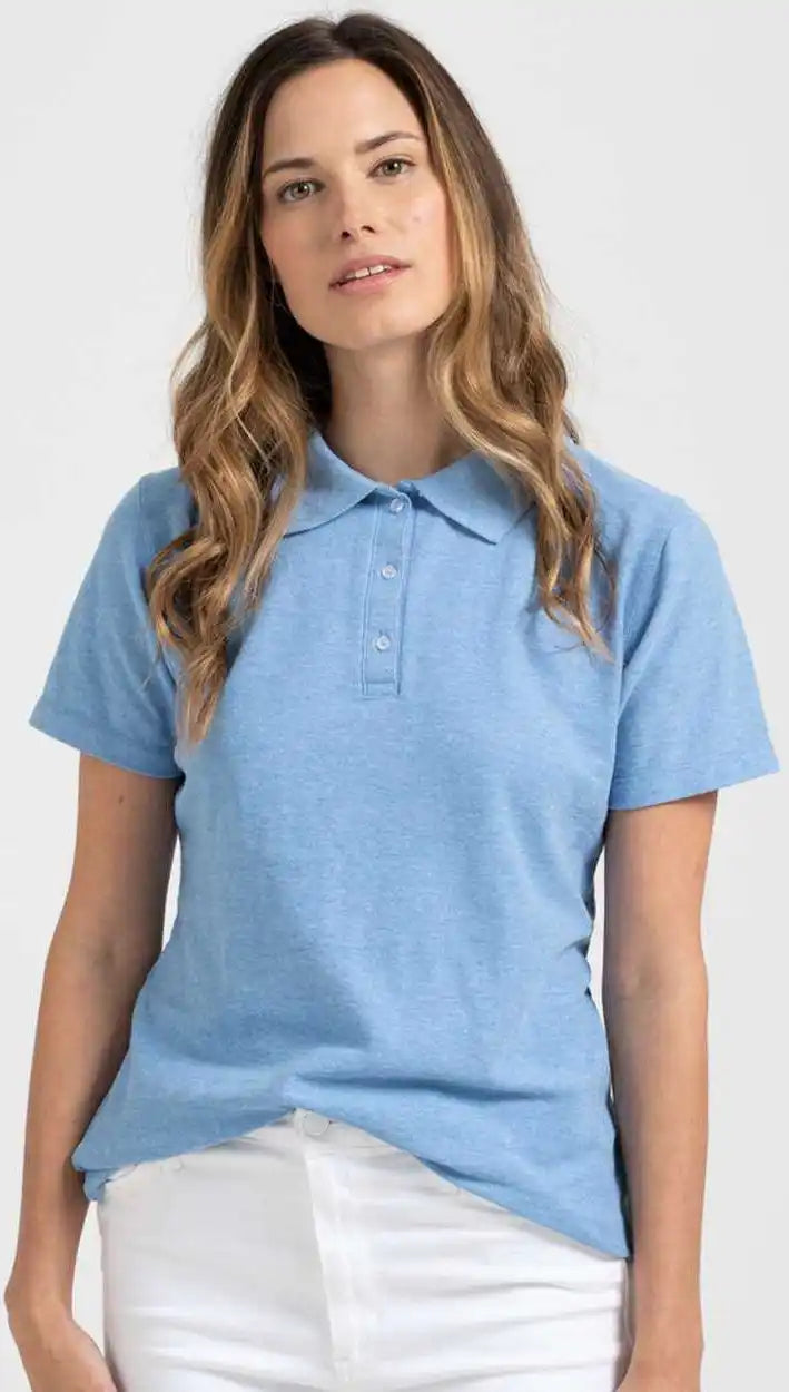 Tultex 401 Women’s 50 Sport Polo Heather Light Blue