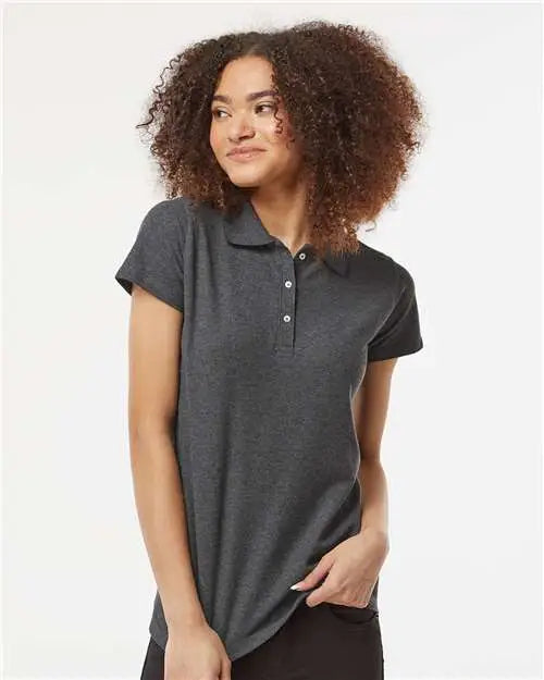Tultex 401m Women’s 50/50 Sport Pique Polo - 401 - Heather Charcoal