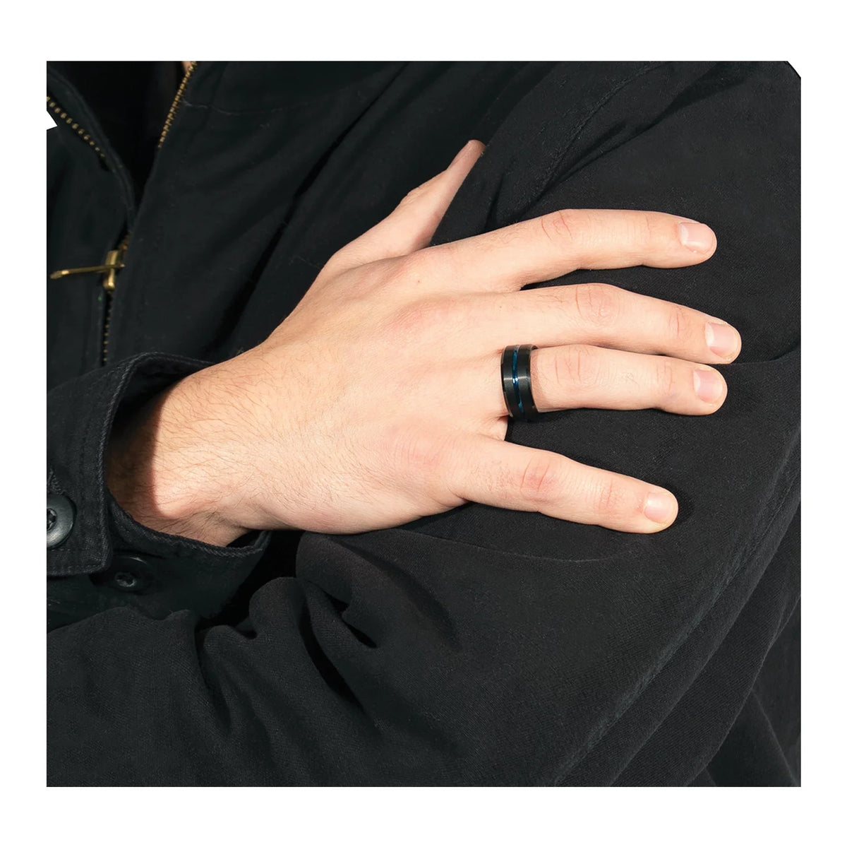 Tungsten Carbide Thin Blue Line Ring